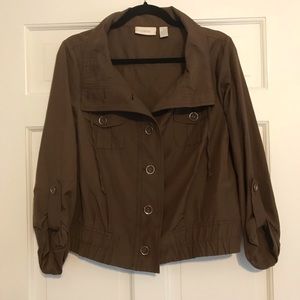 3/4 Sleeve Brown Utility Jacket